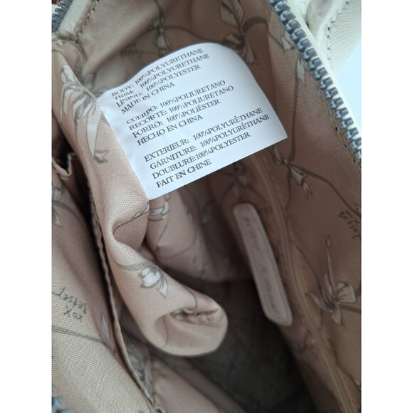 Betsey Johnson White w/ Butterfly Scarf Handbag Purse Handles & Strap Zipper - Picture 9 of 15